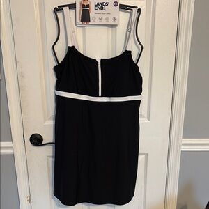 Lands' End Black swim suit with White Trim